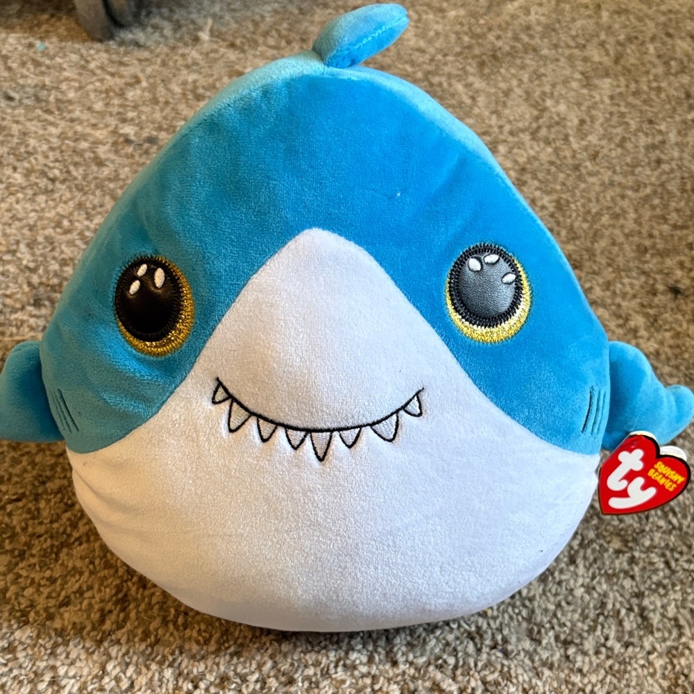 Ty Plush Shark in Blue and White